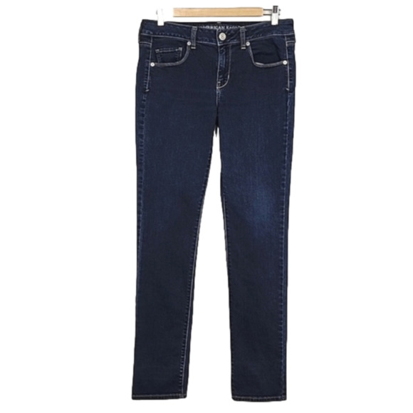 American Eagle Outfitters Denim - American Eagle Outfitters Women's Dark Wash Blue Skinny Jeans Stretch Sz 10 Long
